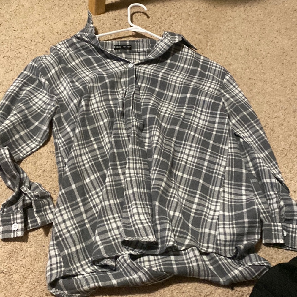 shein grey and white flannel